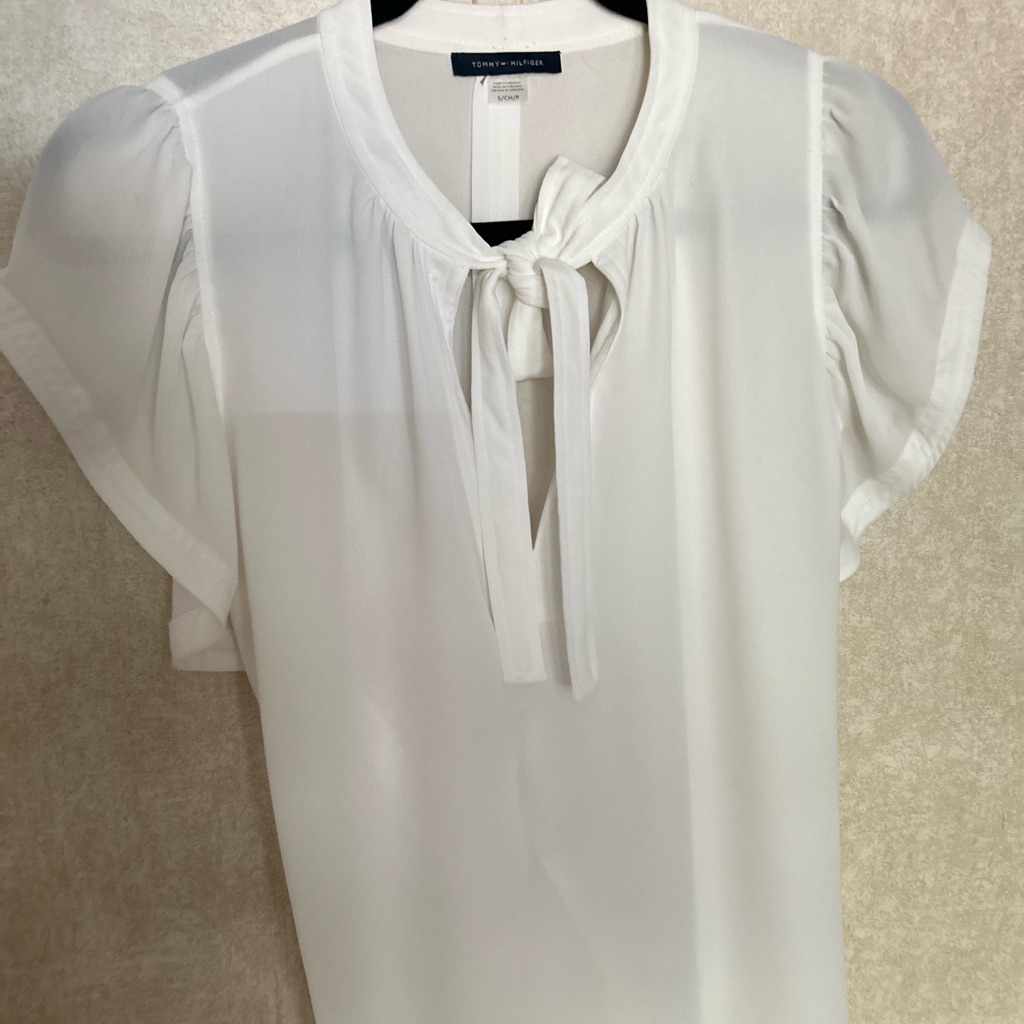 Tommy Hilfiger Ivory Tie-Front Blouse